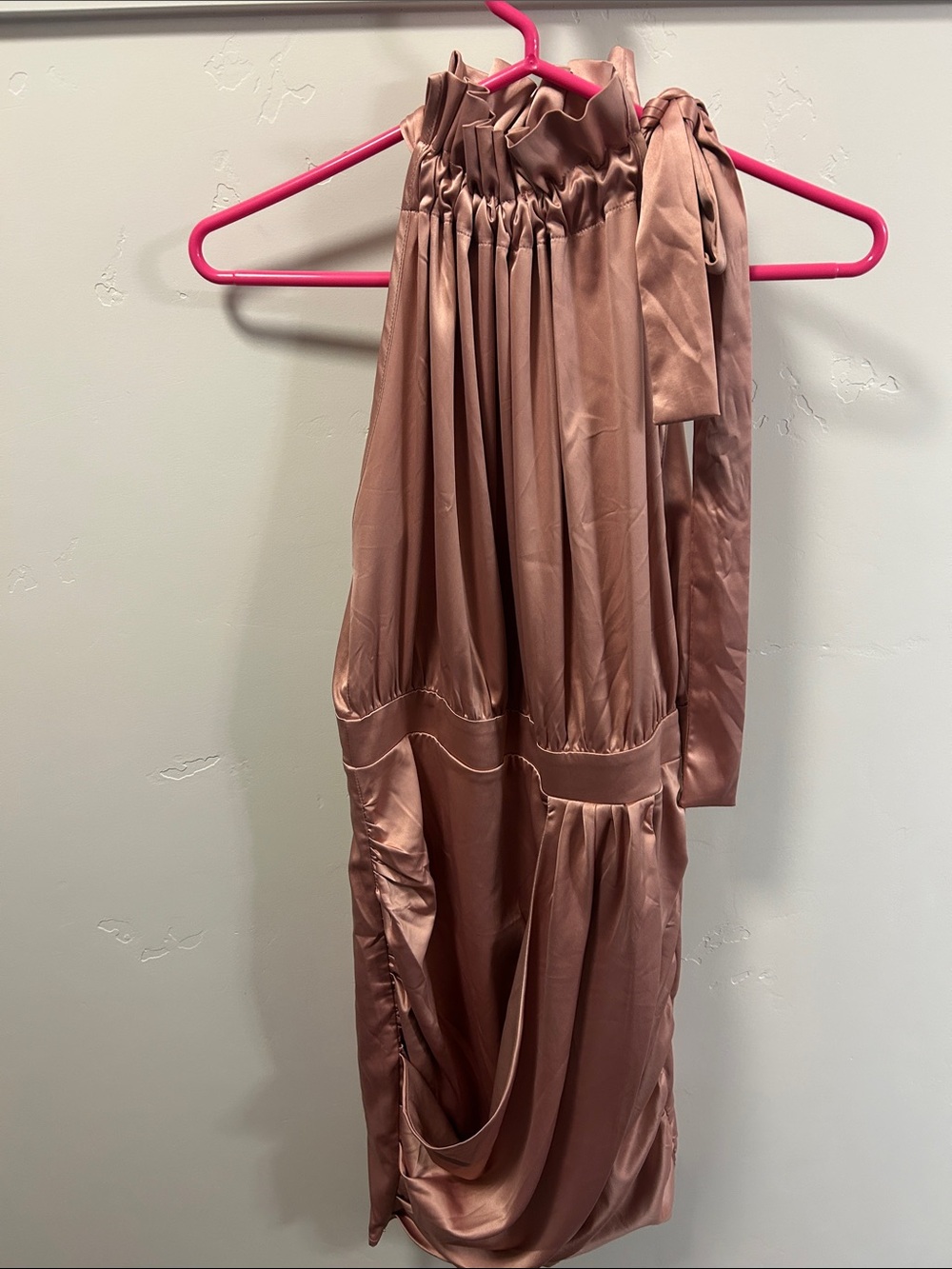 Sleeveless Satin Halter Dress in Dusty Rose